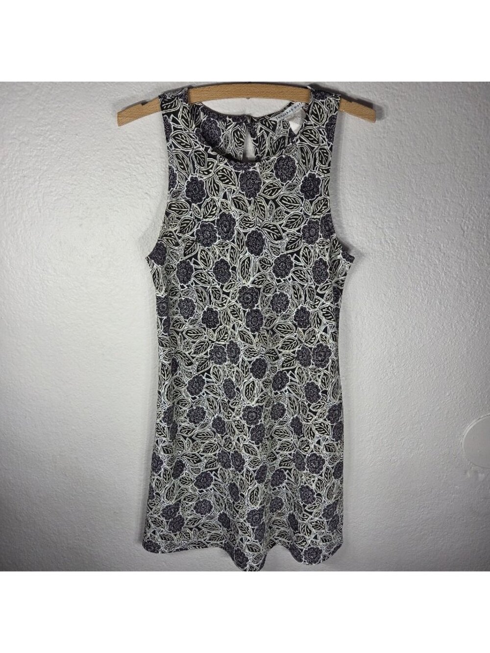 Jonathan Martin Black & White Sleeveless Midi A-line Dress Size 9 Floral